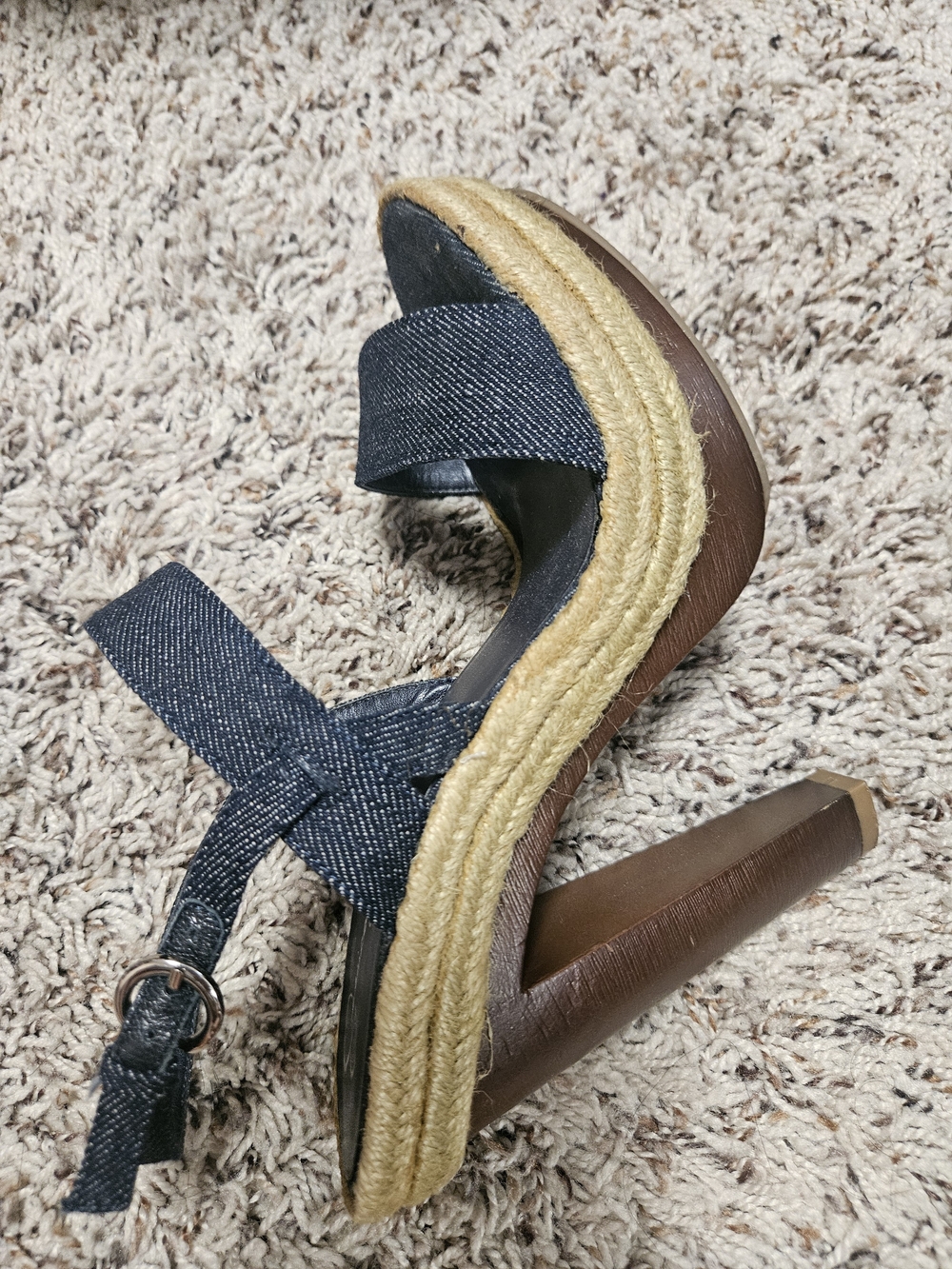 Jessica Simpson Navy Denim Espadrille Wedge Sandals - Picture 8 of 16